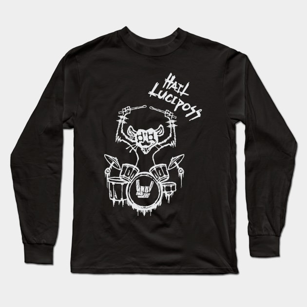 Heavy Metal Headbanger Gift Drummer Possum Playing Drums Long Sleeve T-Shirt by TellingTales